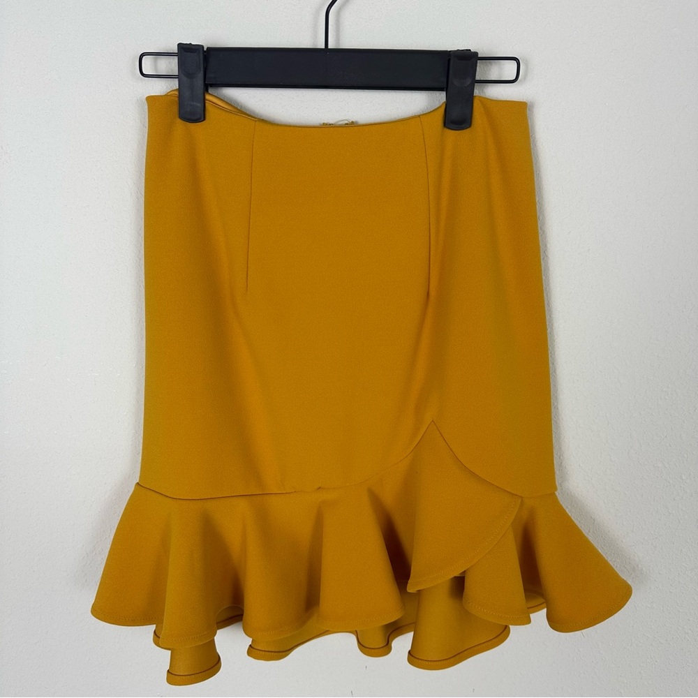 White Fox Mustard Yellow Ruffle Skirt
